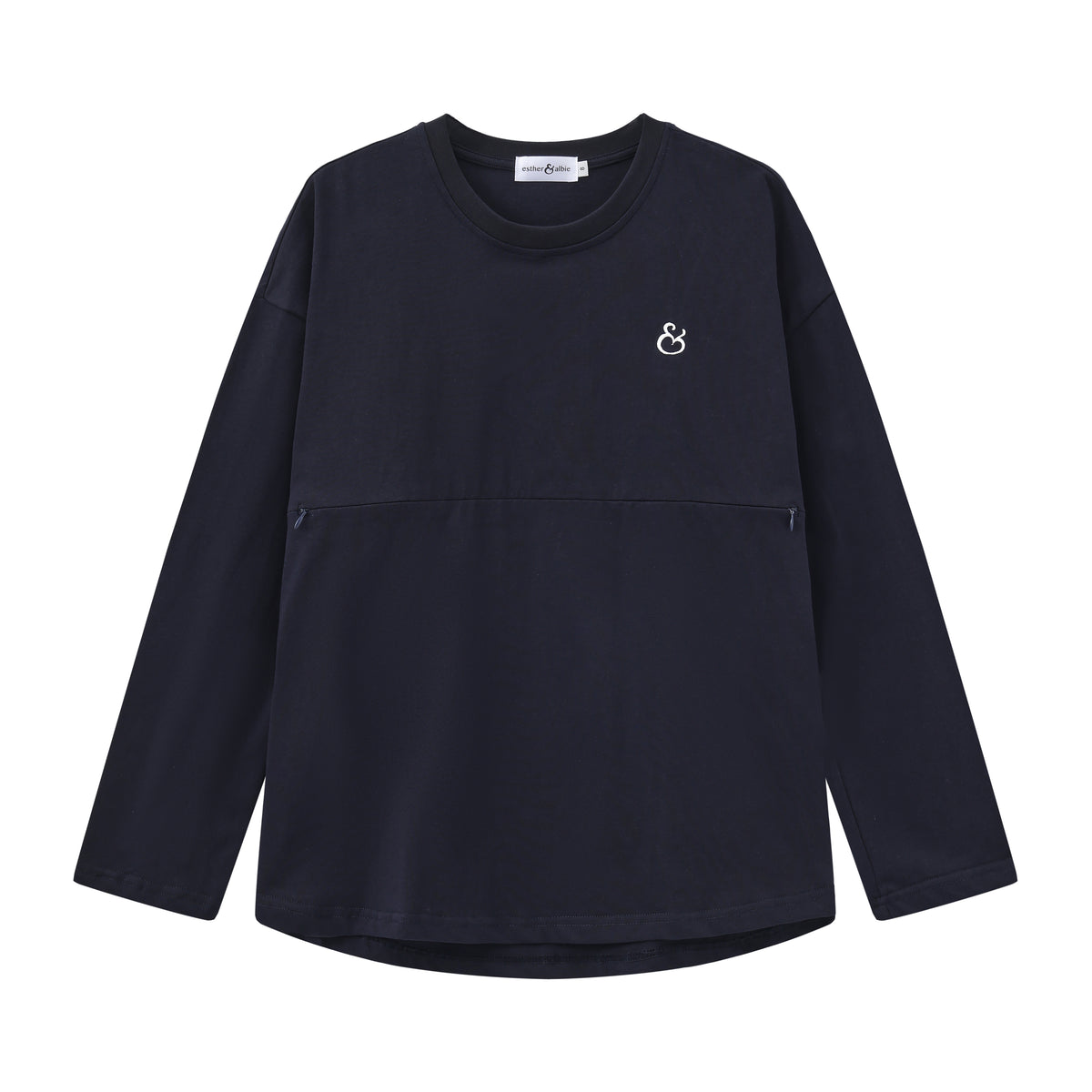 Navy Breastfeeding Long Sleeve | Horizontal Zip