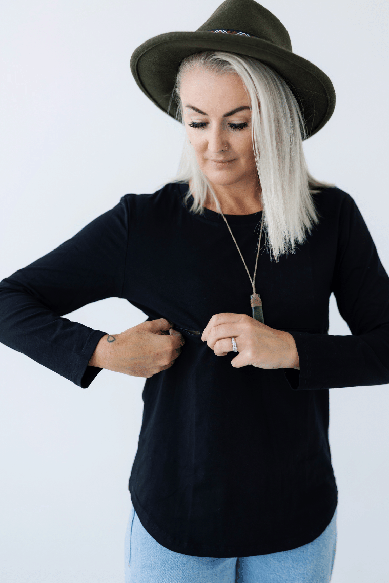 Black Zip Top | Horizontal Zip