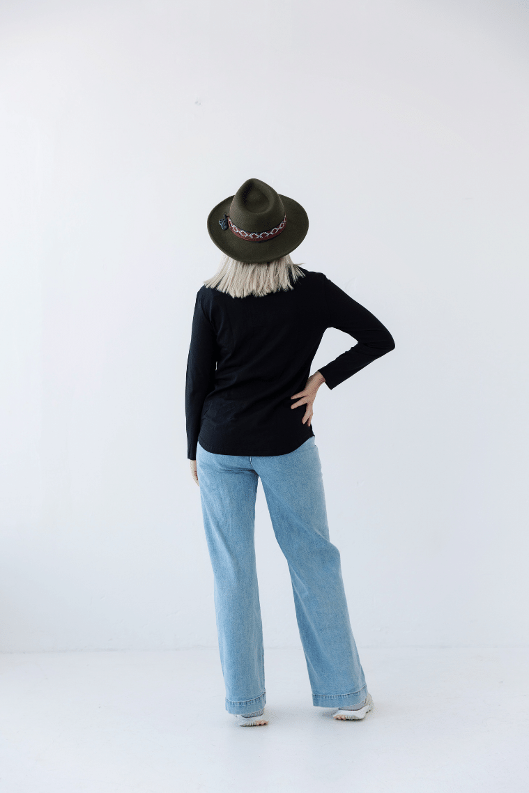 Black Zip Top | Horizontal Zip