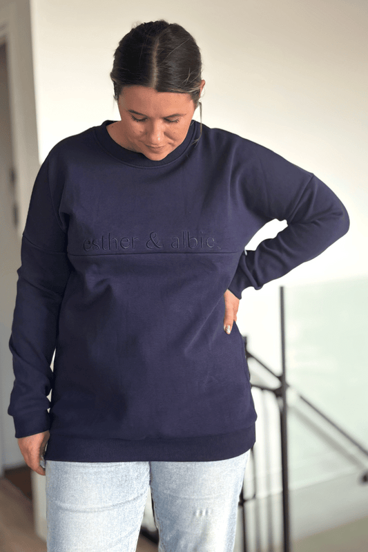 Navy Fur Lined Sweatshirt