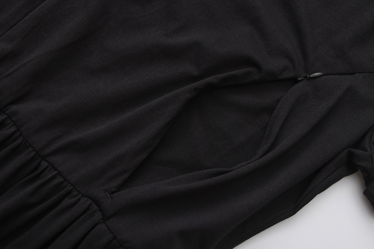 Black Layer Breastfeeding Dress | Vertical Zips