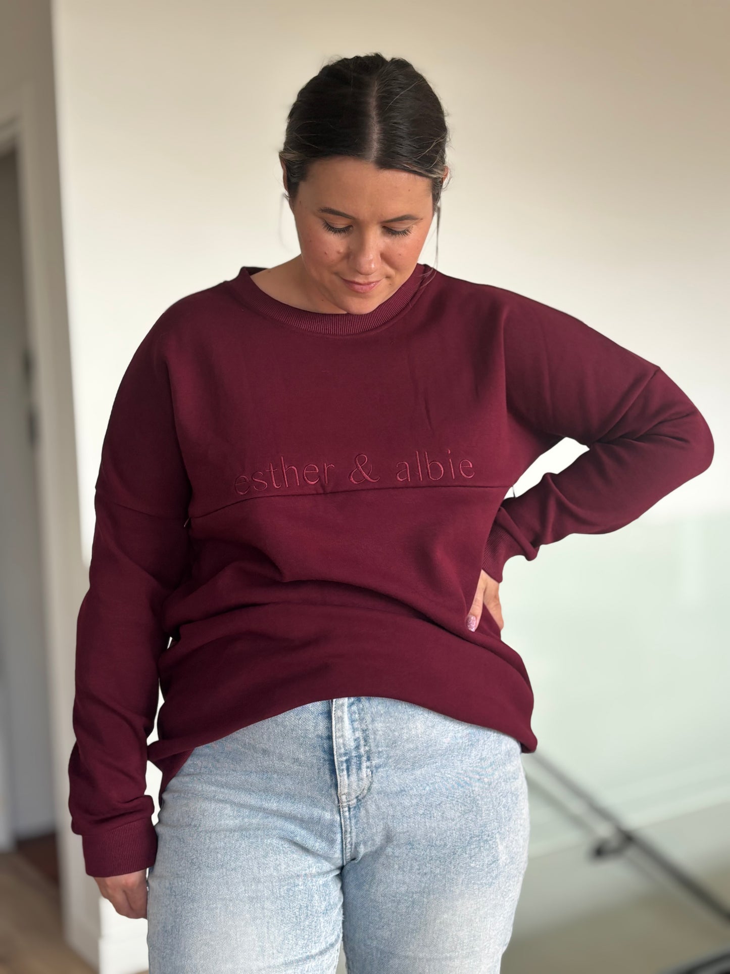 Merlot Fur Lined Sweatshirt