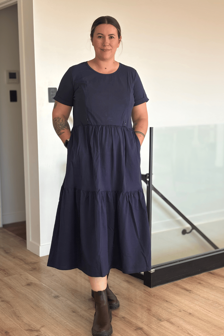 Navy Layer Breastfeeding Dress