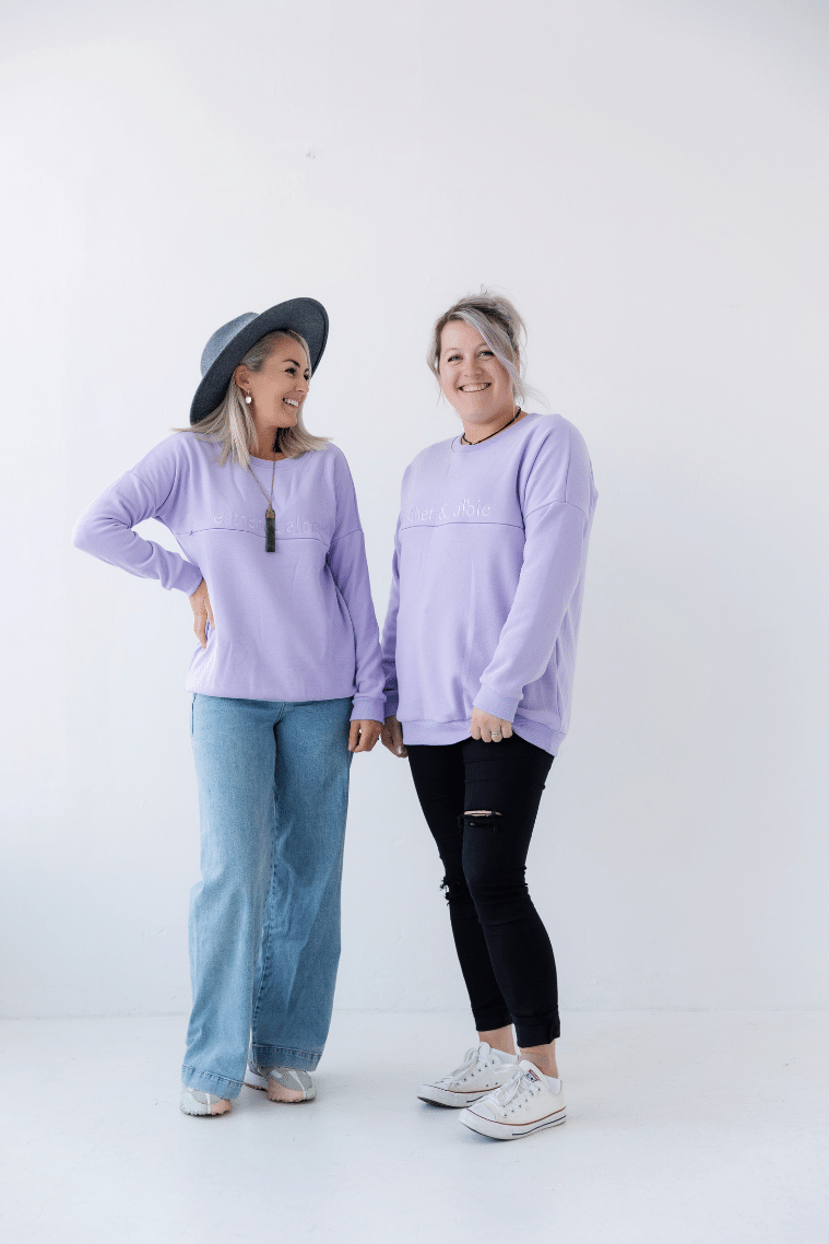 Lilac Fur Embroidery Crew