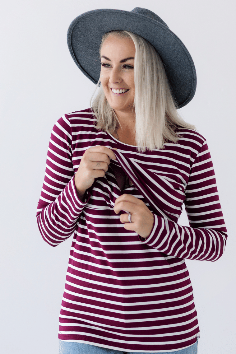 Maroon Stripe Top | Classic