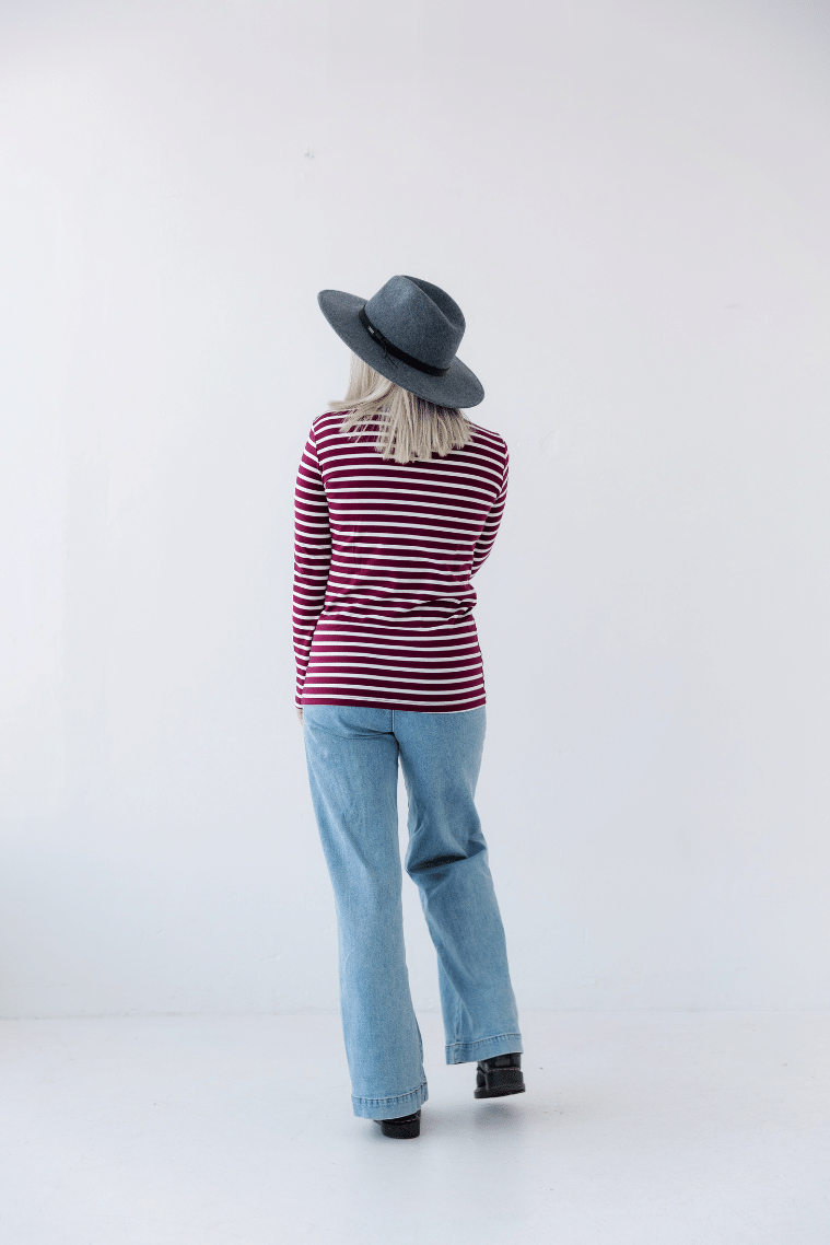 Maroon Striped Classic Top