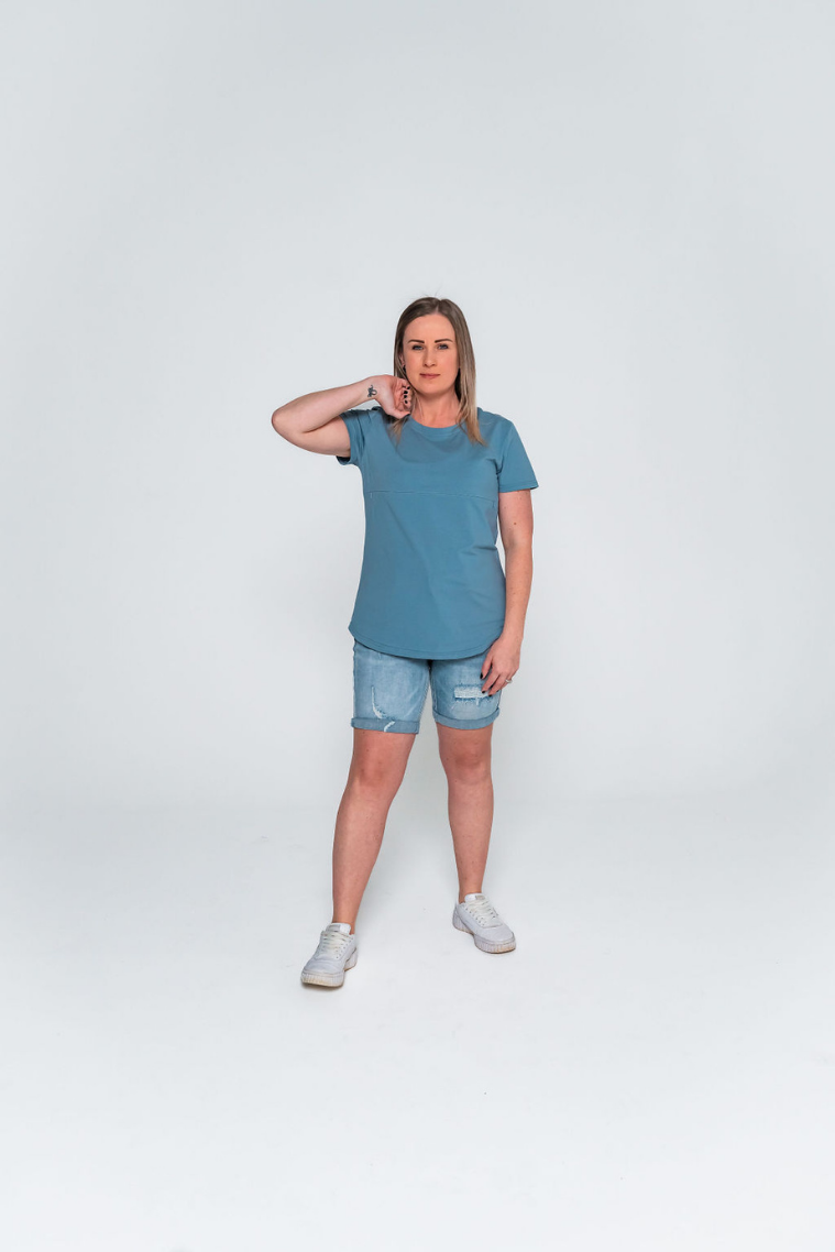 Ocean Blue Zip Breastfeeding T-Shirt