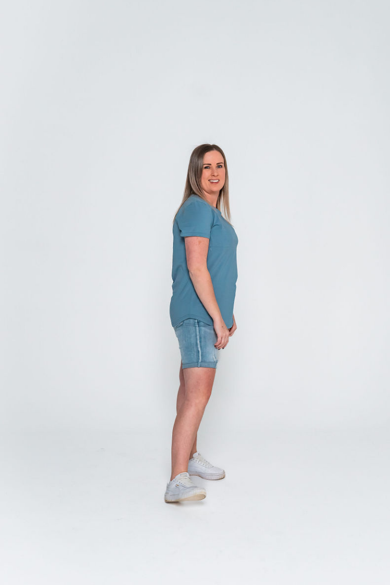 Ocean Blue Zip Breastfeeding T-Shirt