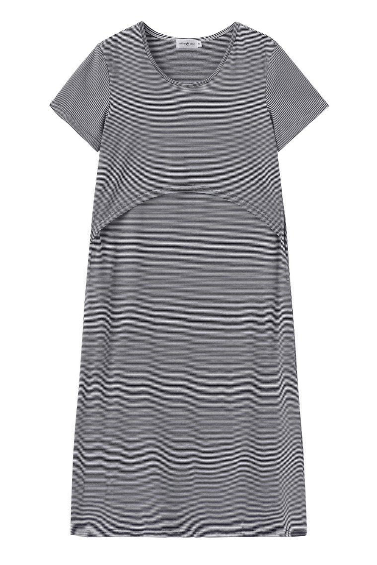 Navy Stripe Breastfeeding Dress