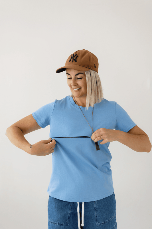 Periwinkle Breastfeeding Tee | 100% Cotton