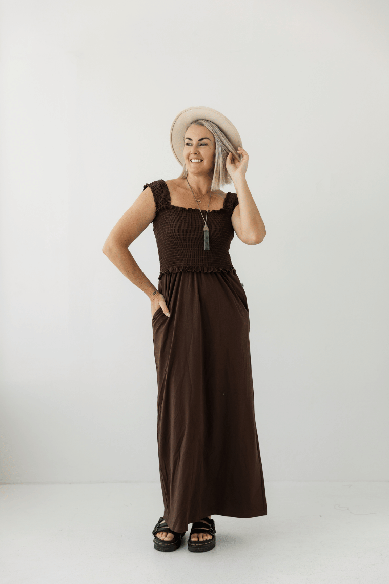 brown breastfeeding dress Everyday Breastfeeding Dress in Americano Brown L