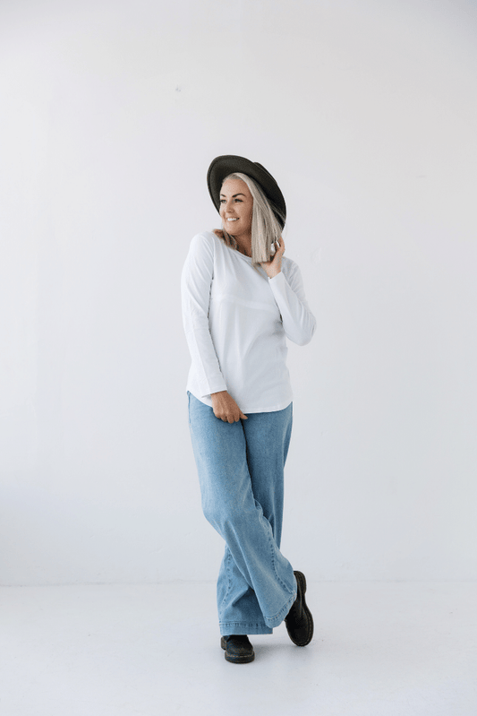 White Zip Top | Horizontal Zip