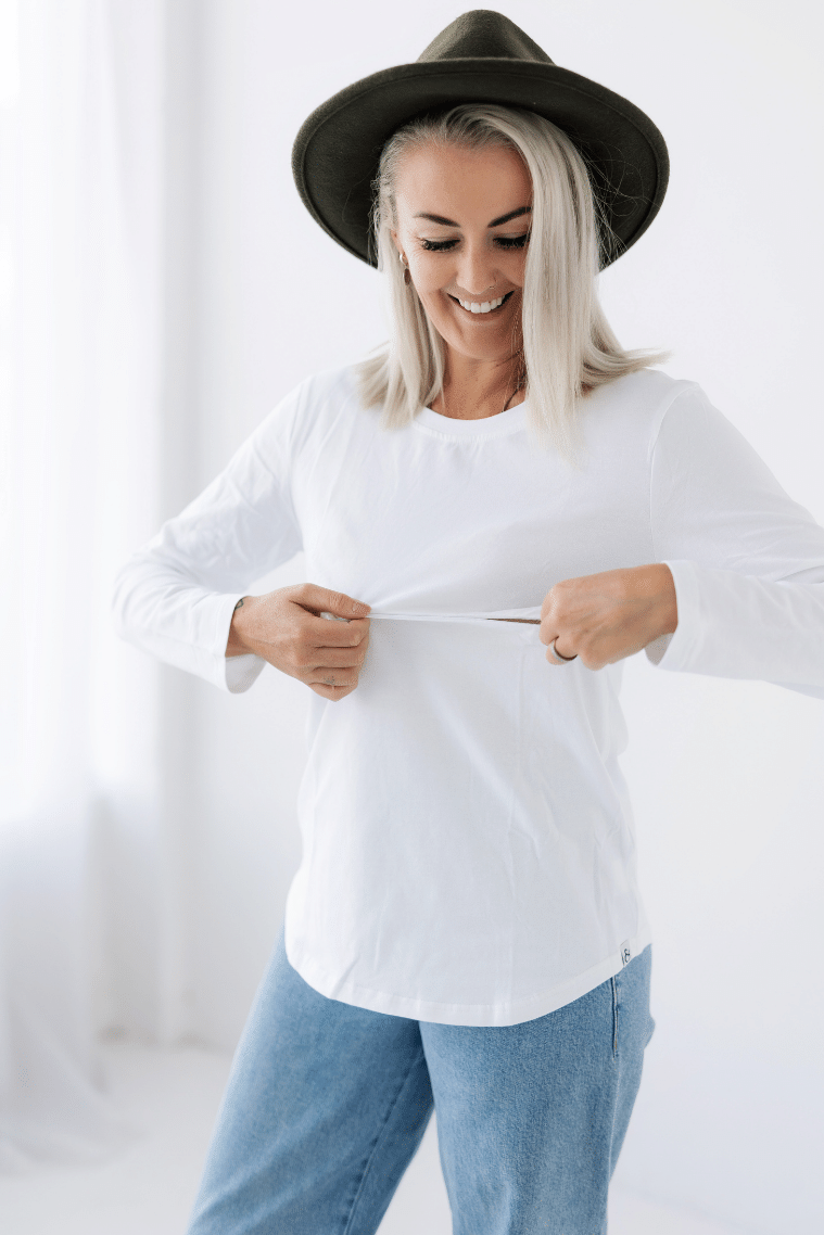 White Zip Top | Horizontal Zip
