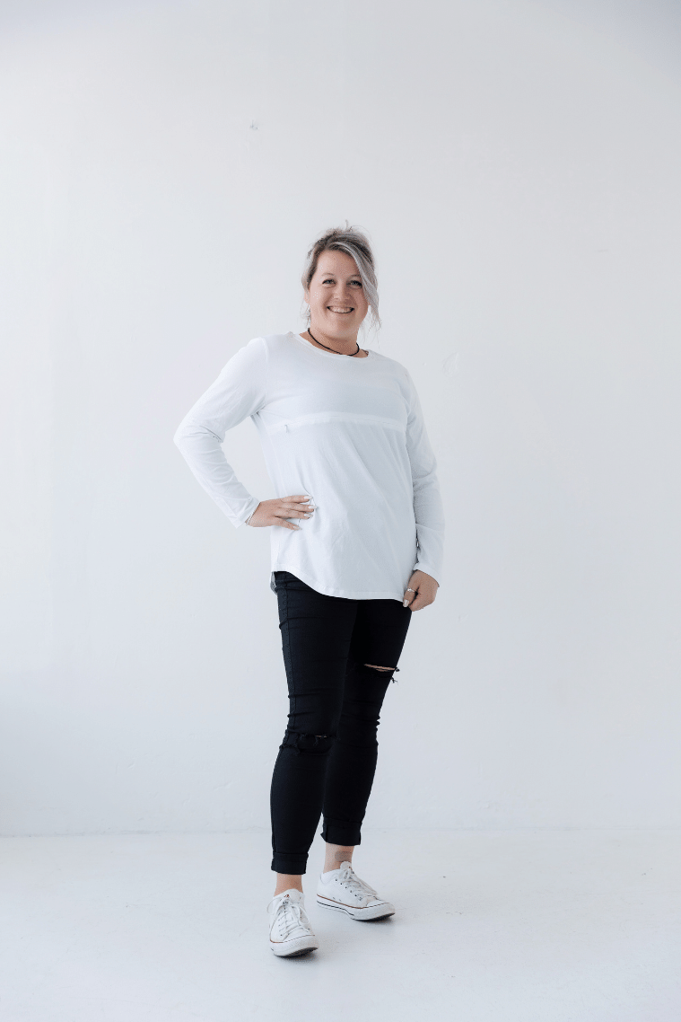 White Zip Top | Horizontal Zip