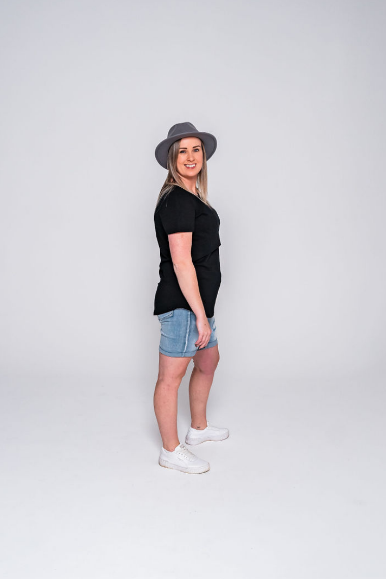 Printed Classic Black Breastfeeding T-Shirt