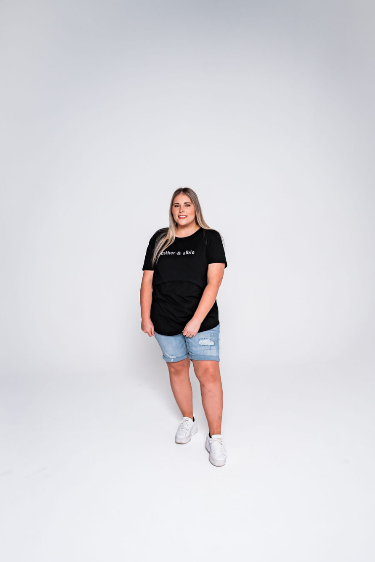 Printed Classic Black Breastfeeding T-Shirt