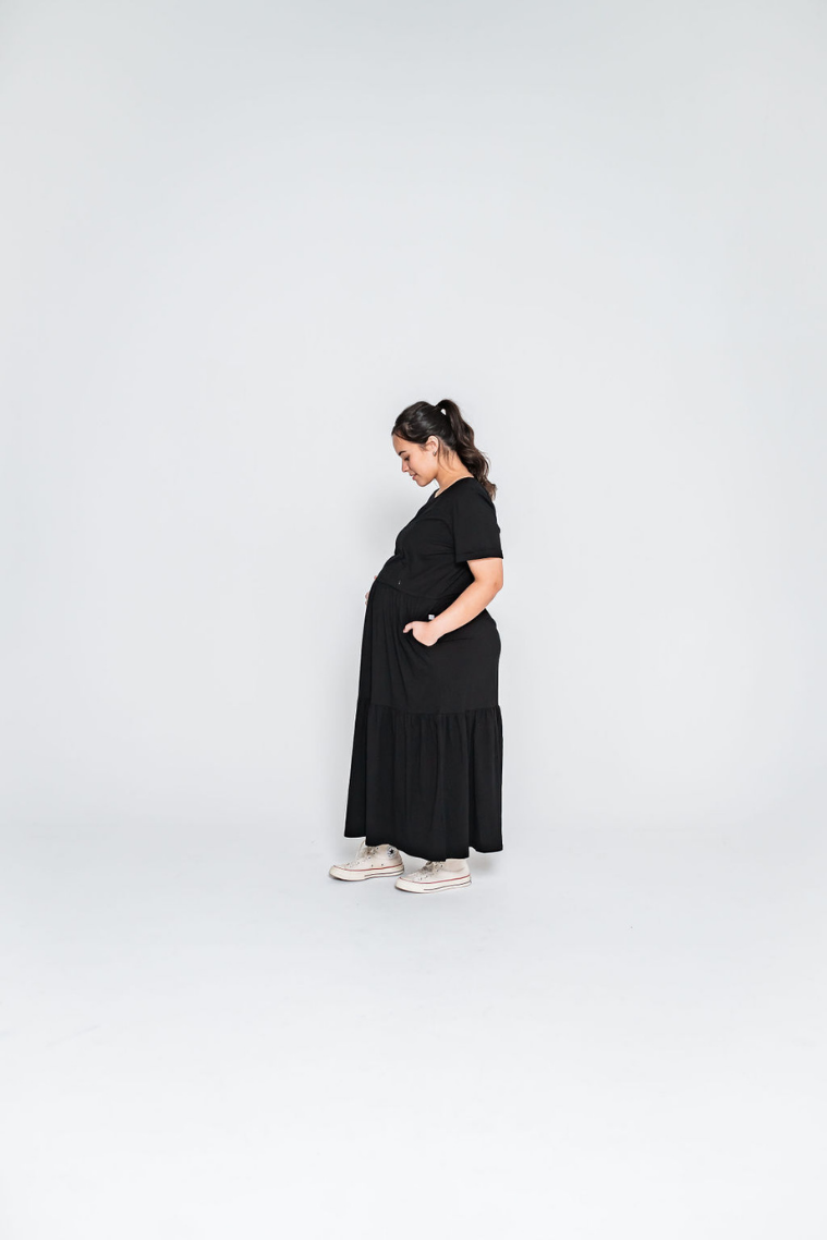 Black Layer Breastfeeding Dress