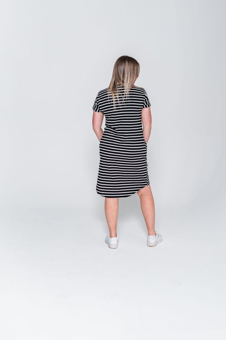 Black Stripe Breastfeeding Dress