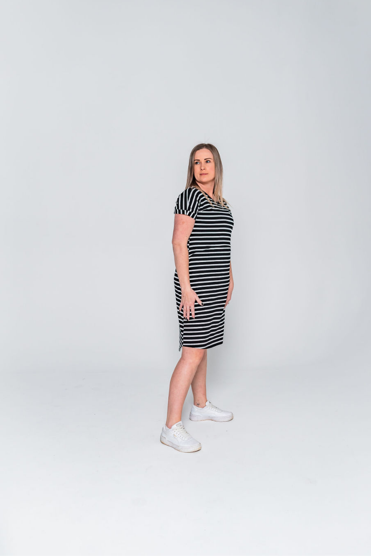 Black Stripe Breastfeeding Dress