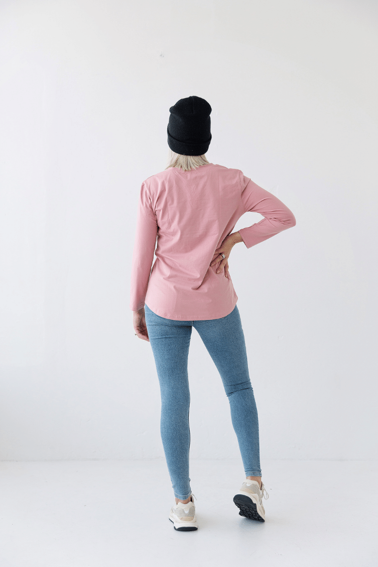 curved hem breastfeeding top blush