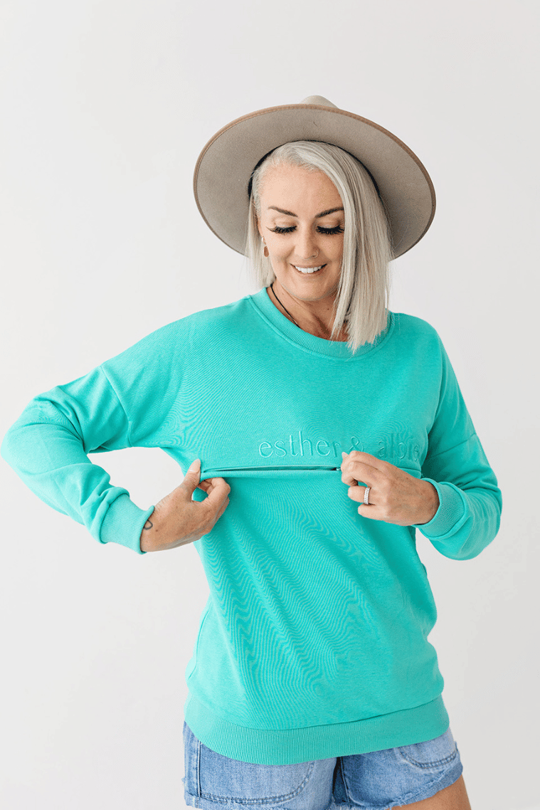 Paprika Red Embroidery Breastfeeding Crew