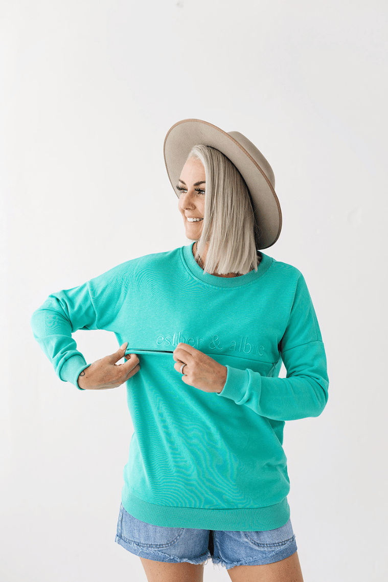 Paprika Red Embroidery Breastfeeding Crew