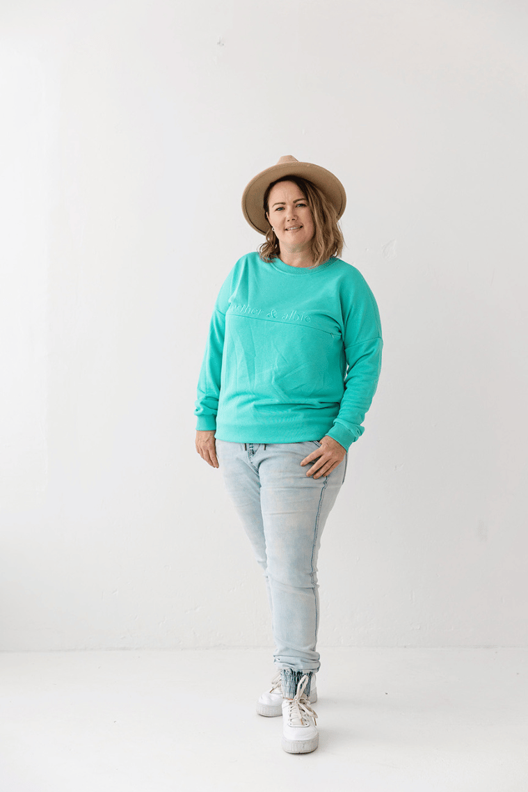 Paprika Red Embroidery Breastfeeding Crew