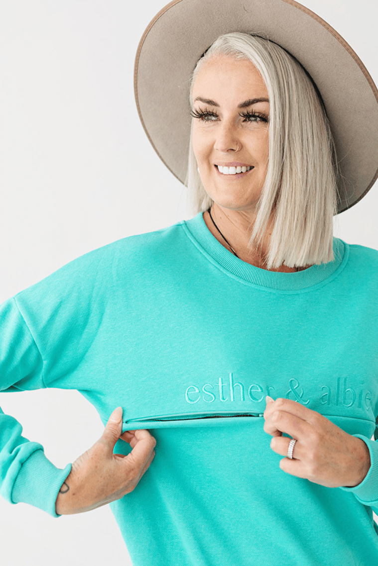 Paprika Red Embroidery Breastfeeding Crew
