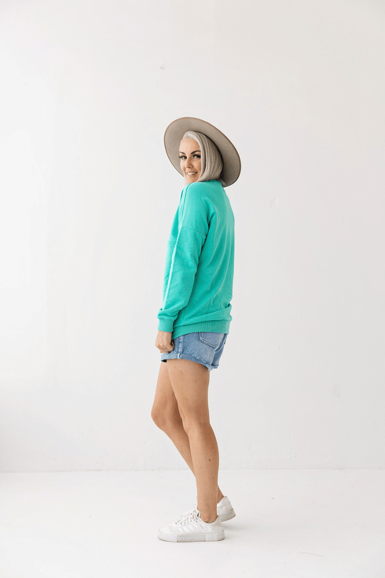 Aqua Embroidery Breastfeeding Crew