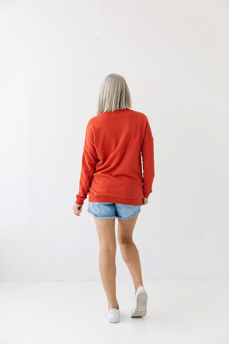 Paprika Red Embroidery Breastfeeding Crew