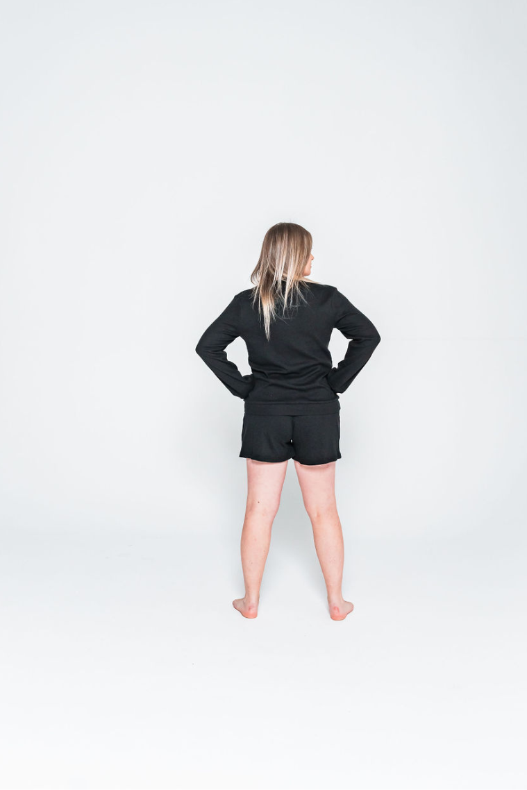 Black Breastfeeding Loungewear Set - Shorts