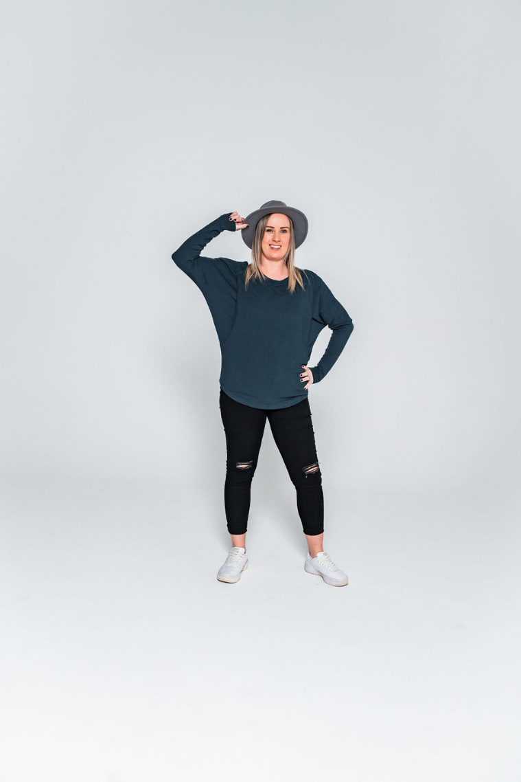 Deep Blue Batwing Breastfeeding Top