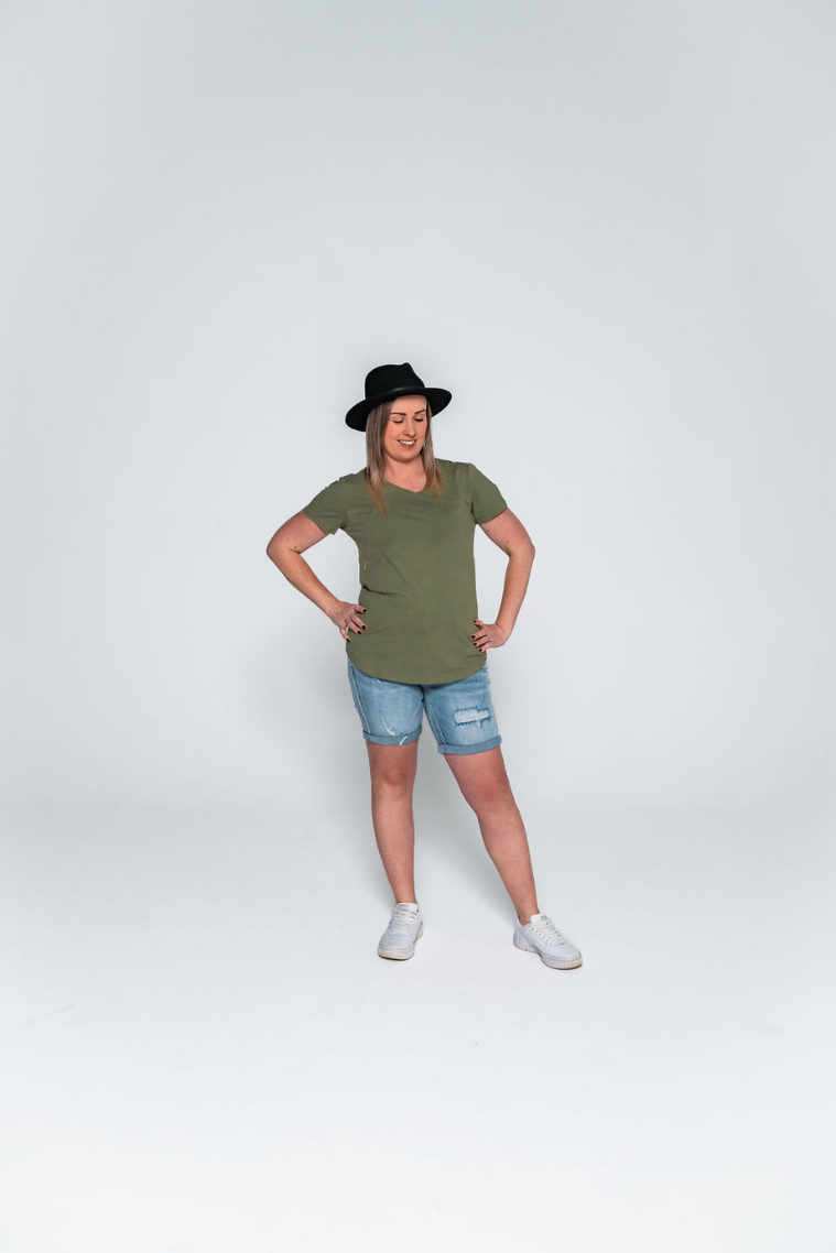 Deep Sage Zip Breastfeeding T-Shirt