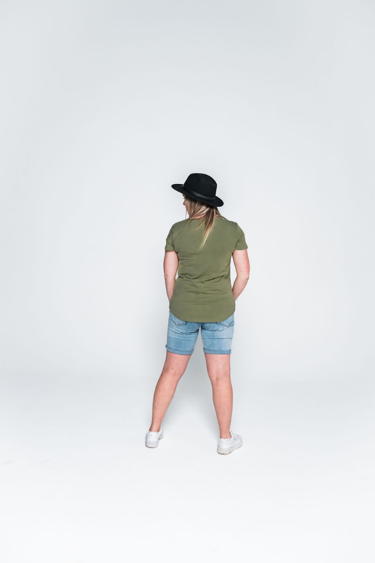 Printed Deep Sage Zip Breastfeeding T-Shirt