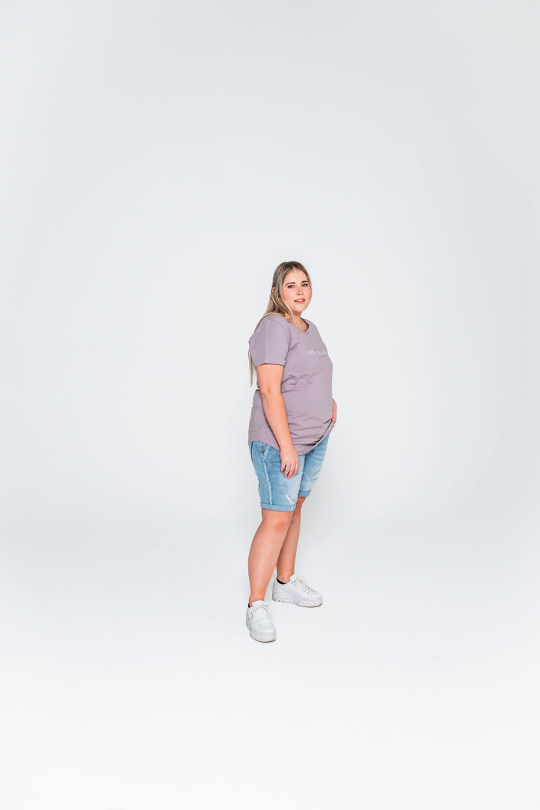 Printed Dusty Lavender Zip Breastfeeding T-Shirt