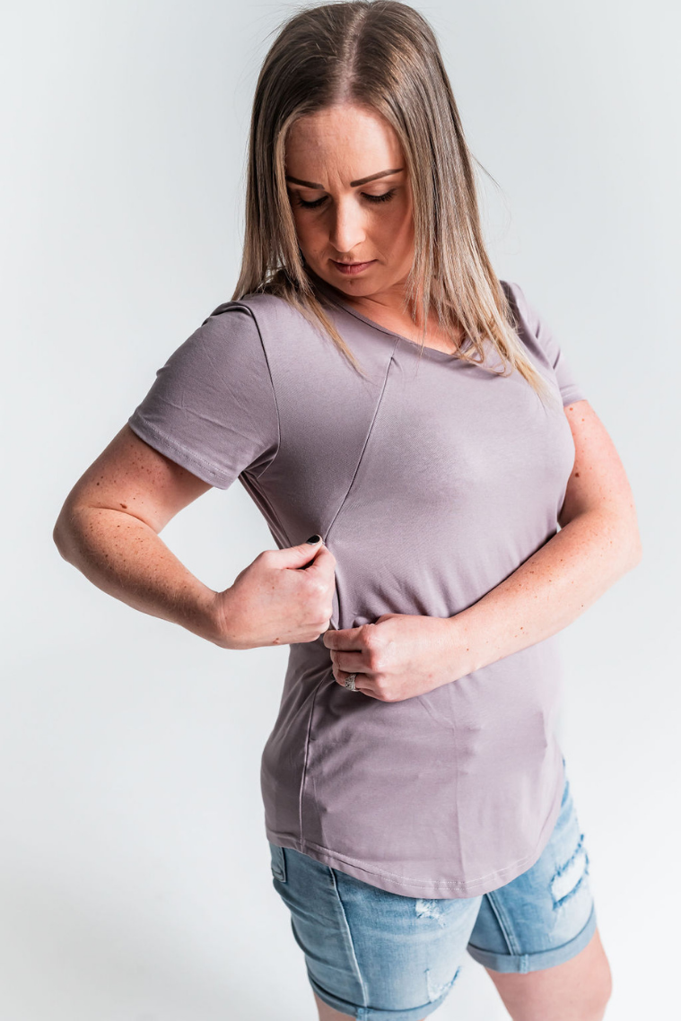 Dusty Lavender Zip Breastfeeding T-Shirt