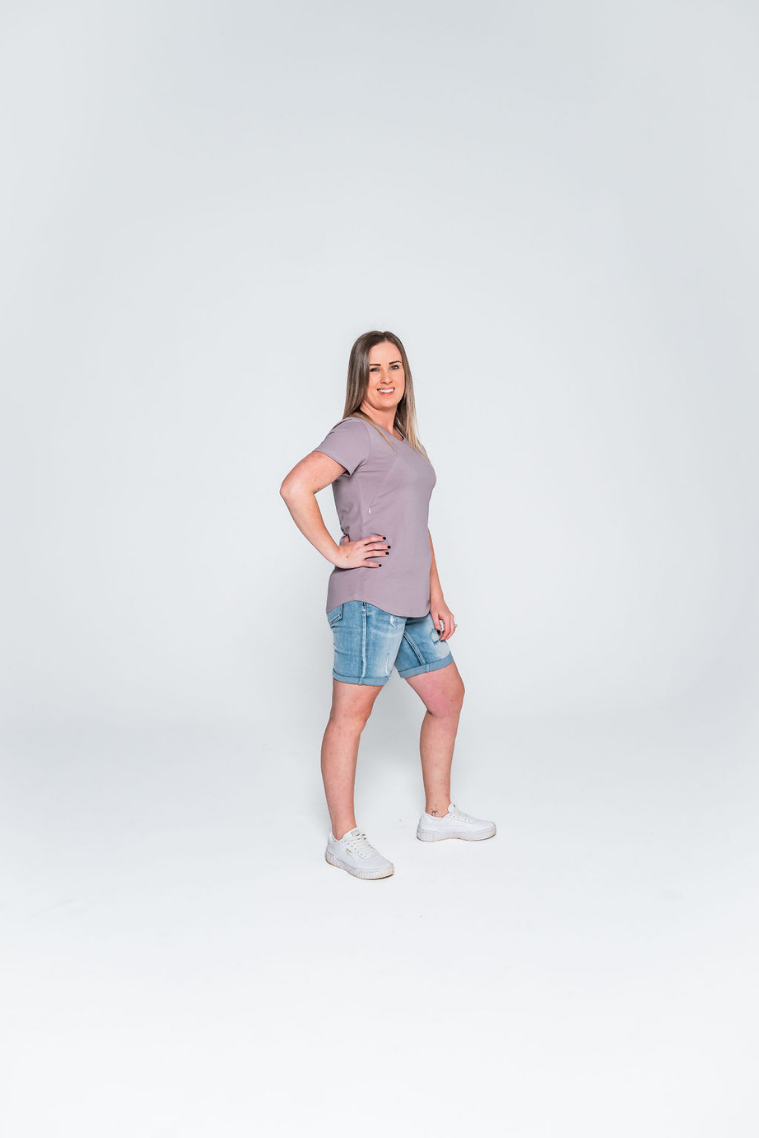 Dusty Lavender Zip Breastfeeding T-Shirt