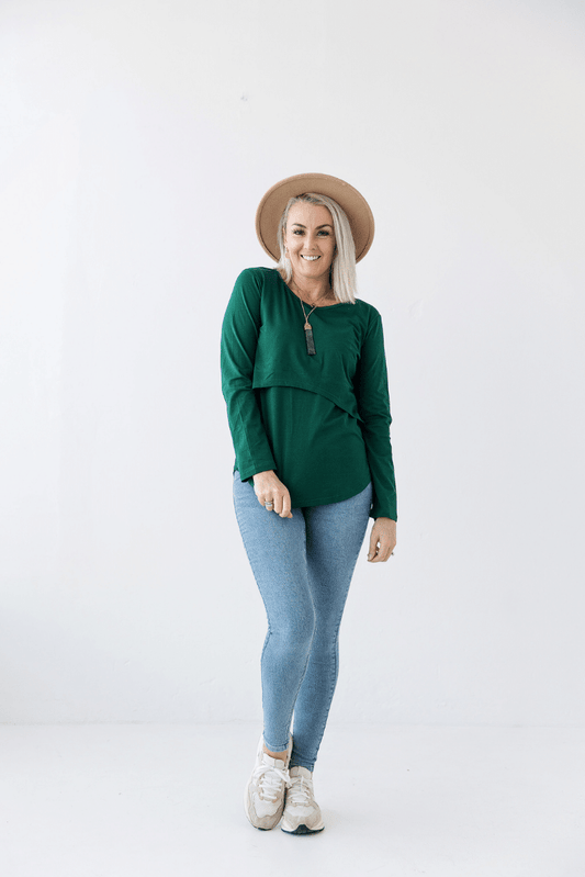 green breastfeeding top classic flap 