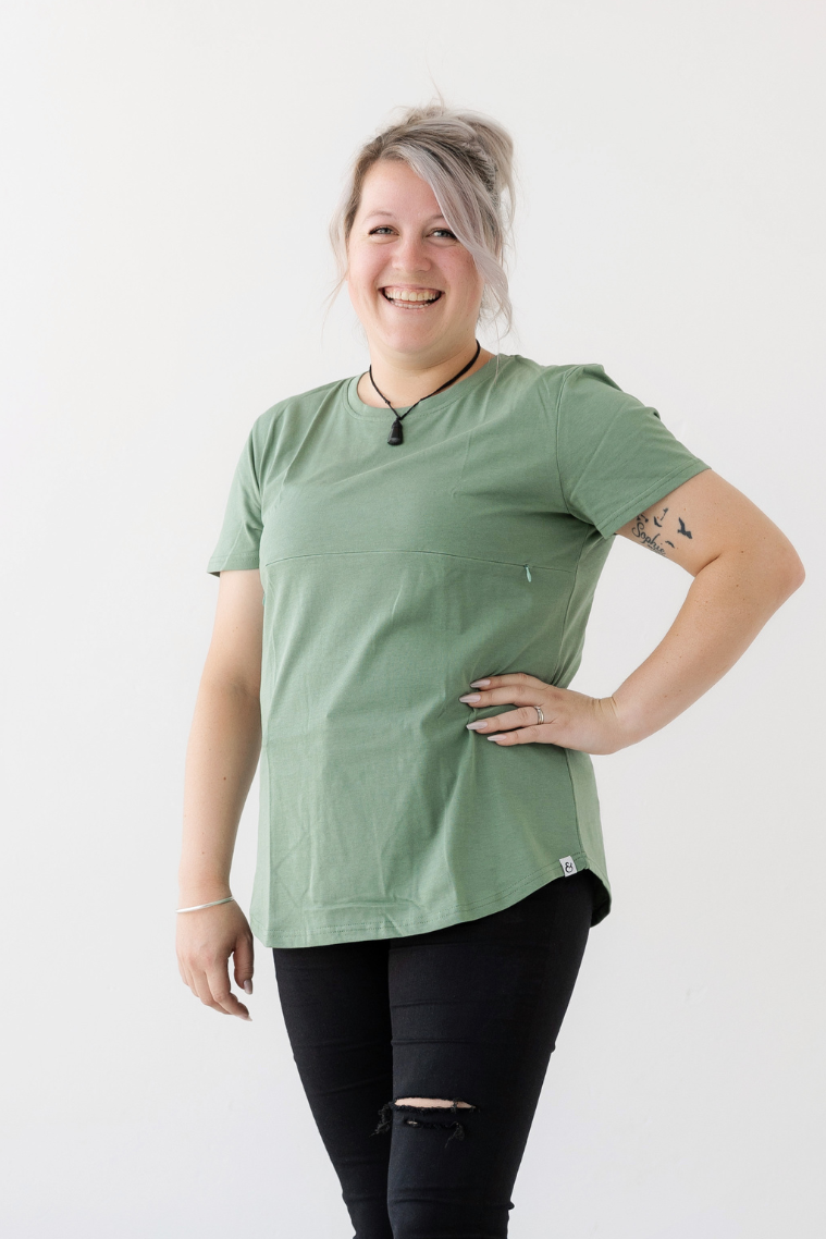Sage Everyday Tee | Horizontal Zip