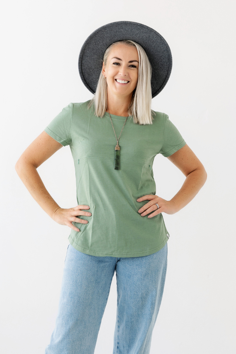 Sage Everyday Tee | Horizontal Zip