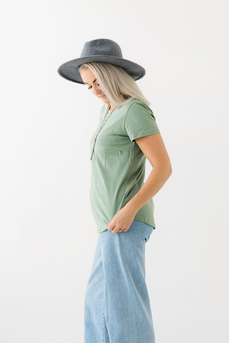 Sage Everyday Tee | Horizontal Zip