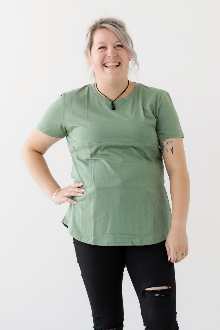 Sage Everyday Tee | Horizontal Zip