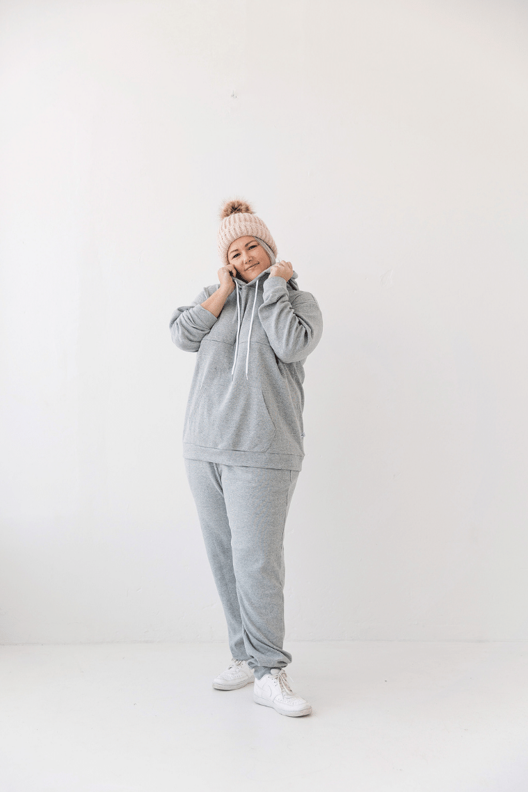 hoodie breastfeeding loungewear set stretch fabric