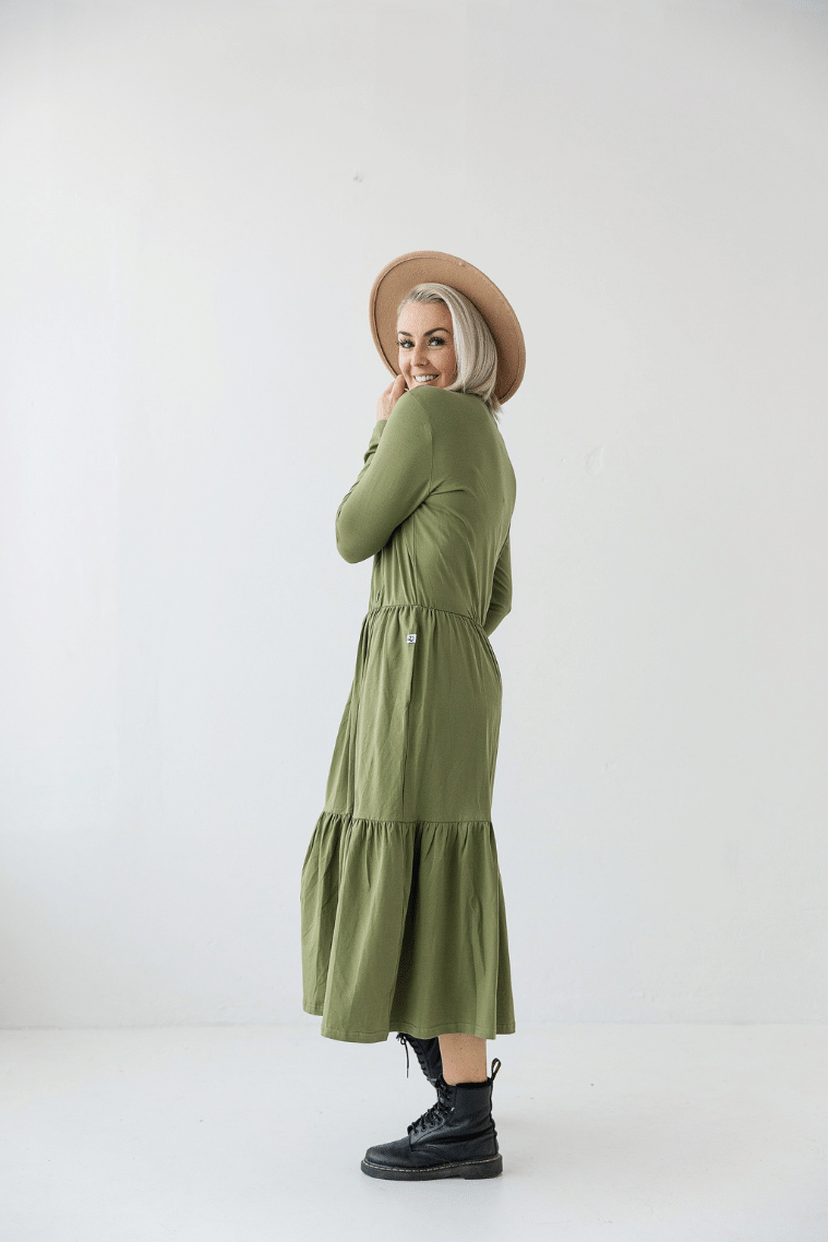 cotton spandex breastfeeding dress. Zip breastfeeding access