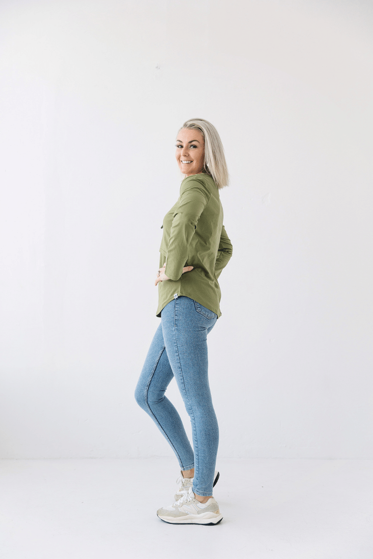 green olive breastfeeding top cotton spandex