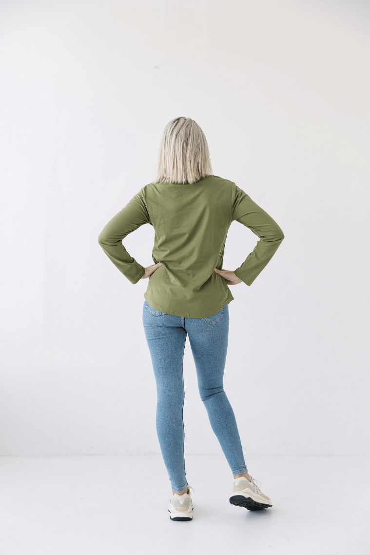 breastfeeding top cotton spandex olive green