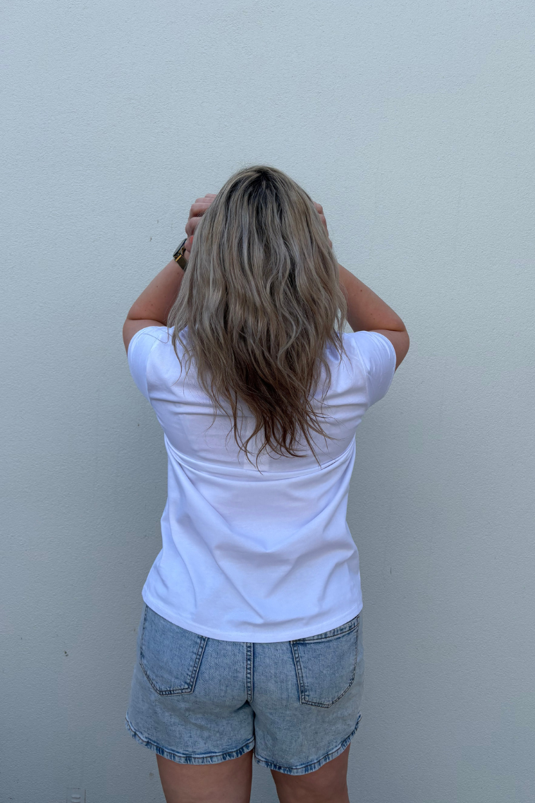 White Everyday Tee | Vertical Zips | 100% Cotton