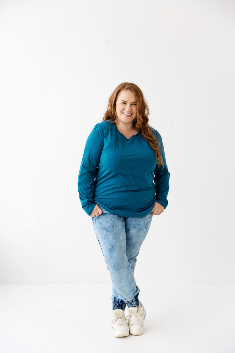 Teal Zip Breastfeeding Top