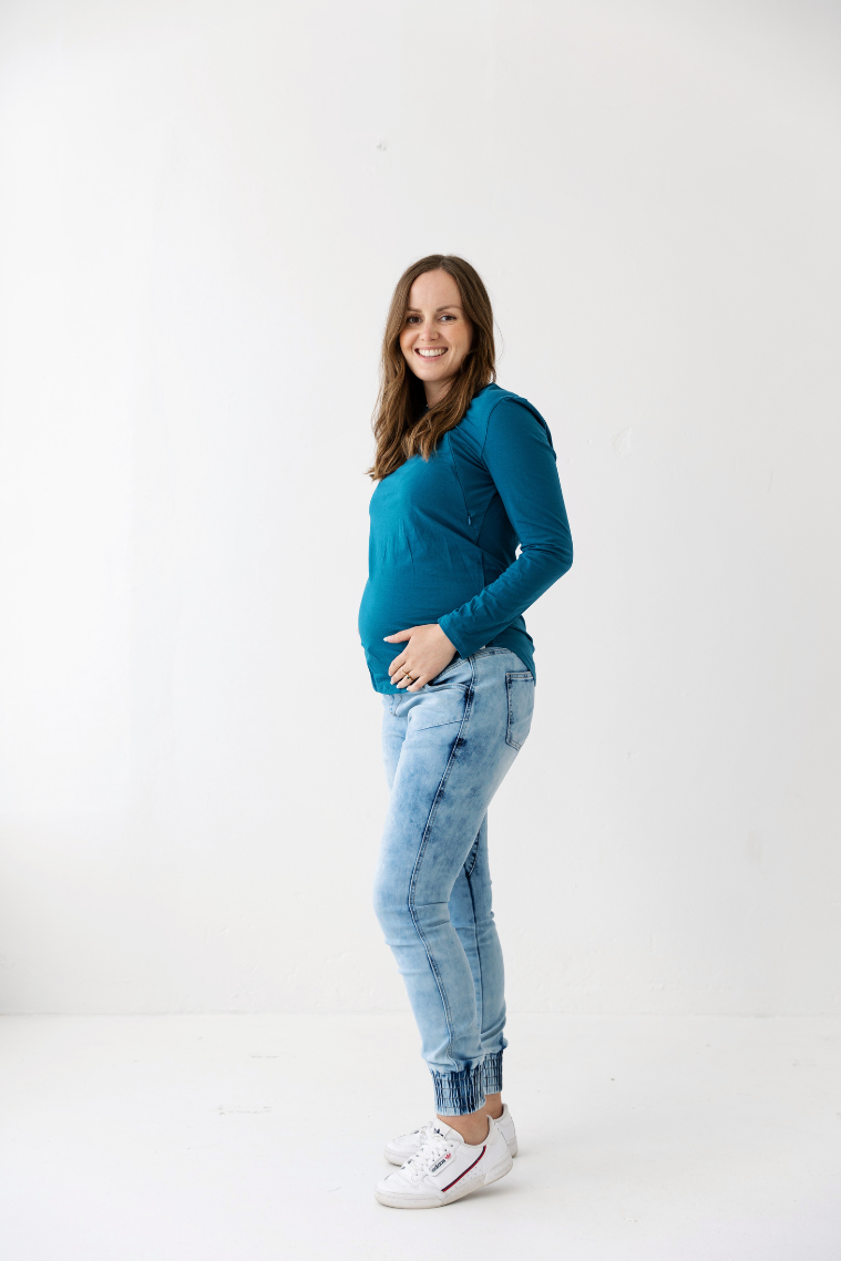 Teal Zip Breastfeeding Top