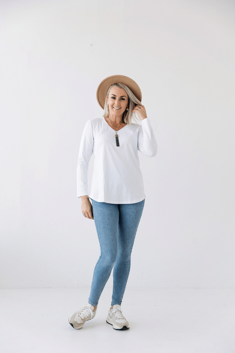 White 2025 breastfeeding top